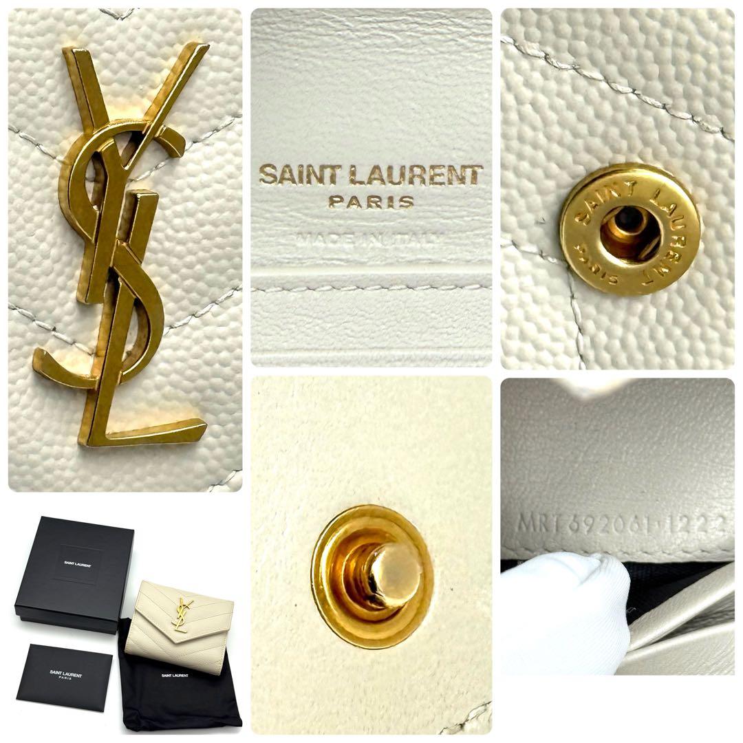 サンローラン YSL カサンドラ マルチフォールド ホワイト コンパクト　P31