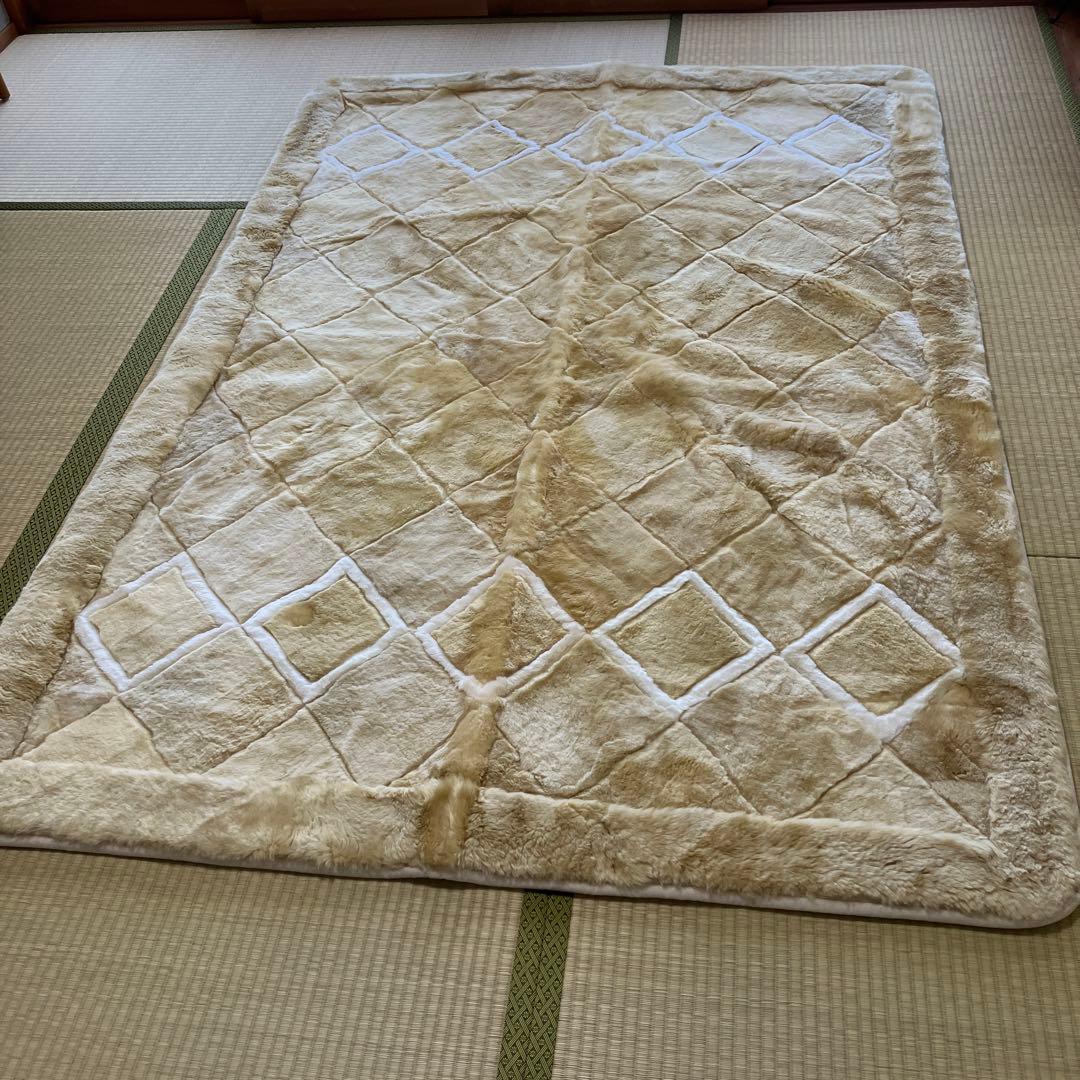 ムートンシーツ（ダブル）京都西川ミンクーファールノン　羊毛皮　ムートン布団・敷物