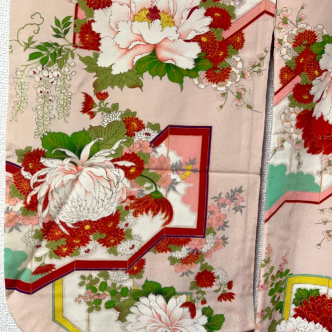 七五三　ハーフ成人式　ピンク　正絹　アンティーク　大正ロマン　花柄