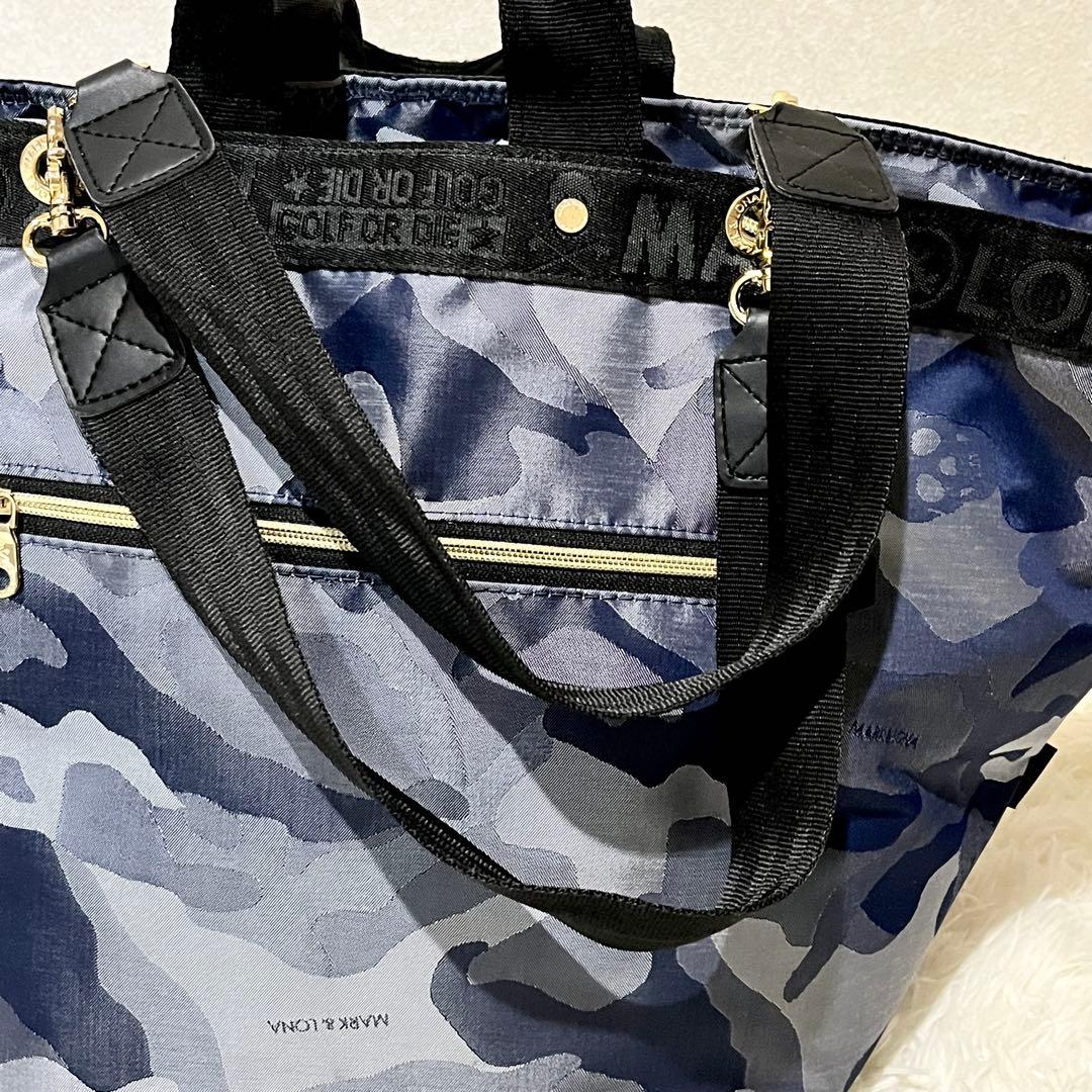 未使用級✨MARK&LONA トートバッグ　2way 迷彩　スカル　ネイビー