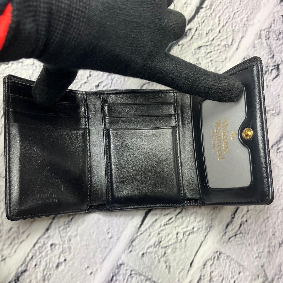 ヴィヴィアンウエストウッド✨がま口 オーブ ゴールド金具 三つ折り財布 本革 黒