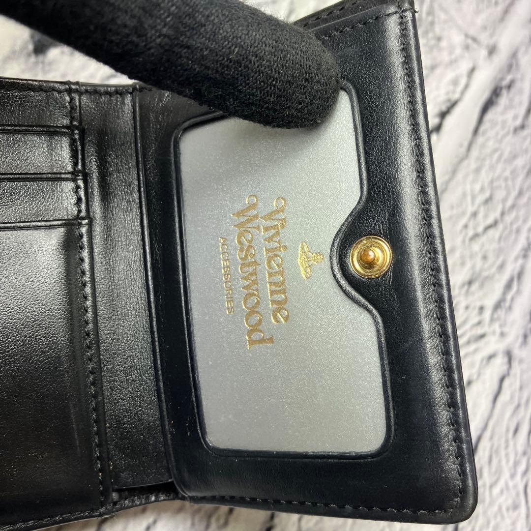 ヴィヴィアンウエストウッド✨がま口 オーブ ゴールド金具 三つ折り財布 本革 黒