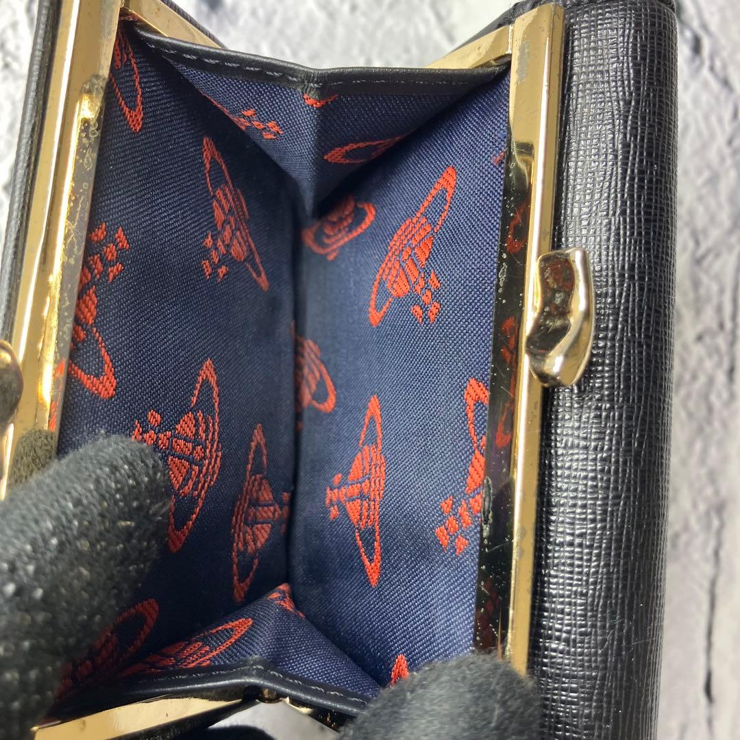 ヴィヴィアンウエストウッド✨がま口 オーブ ゴールド金具 三つ折り財布 本革 黒