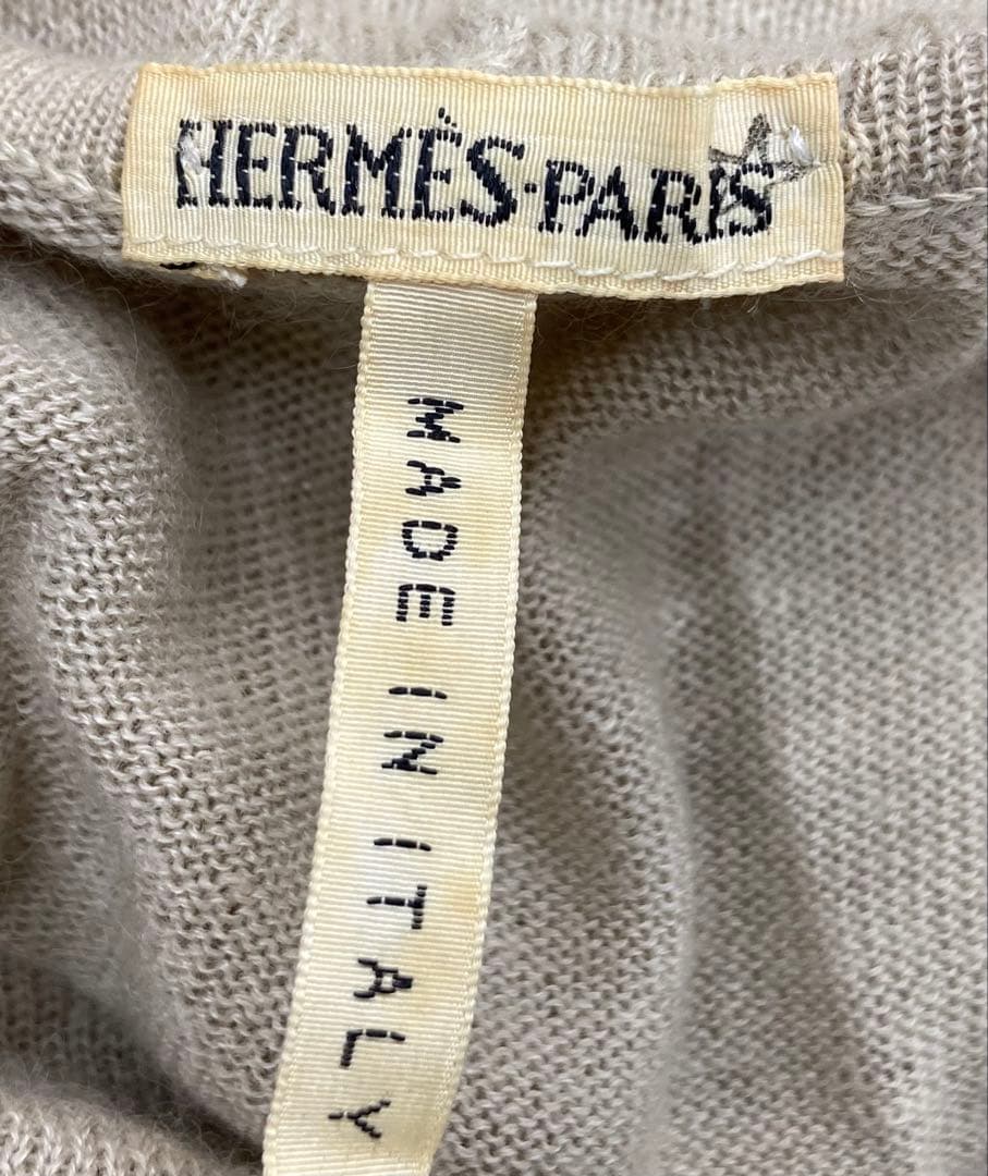 HERMES エルメス ハイネック ノースリーブ ベージュ レディース