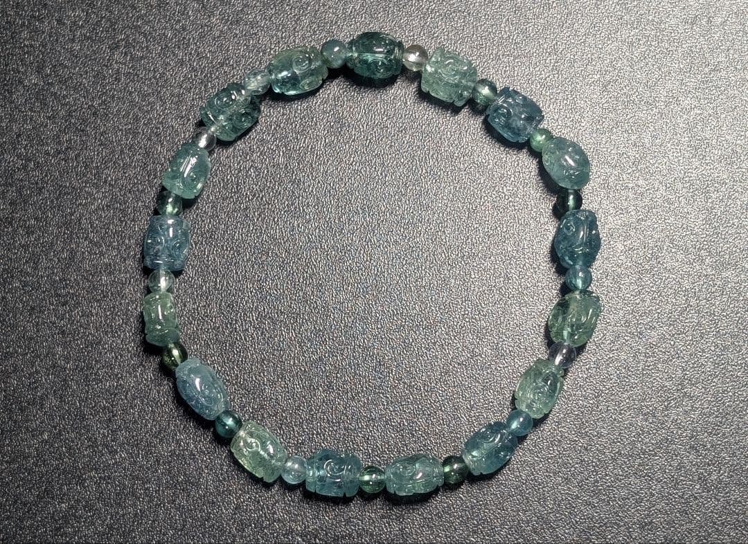 希少高品質美麗回紋珠ブルートルマリンブレス6ミリ