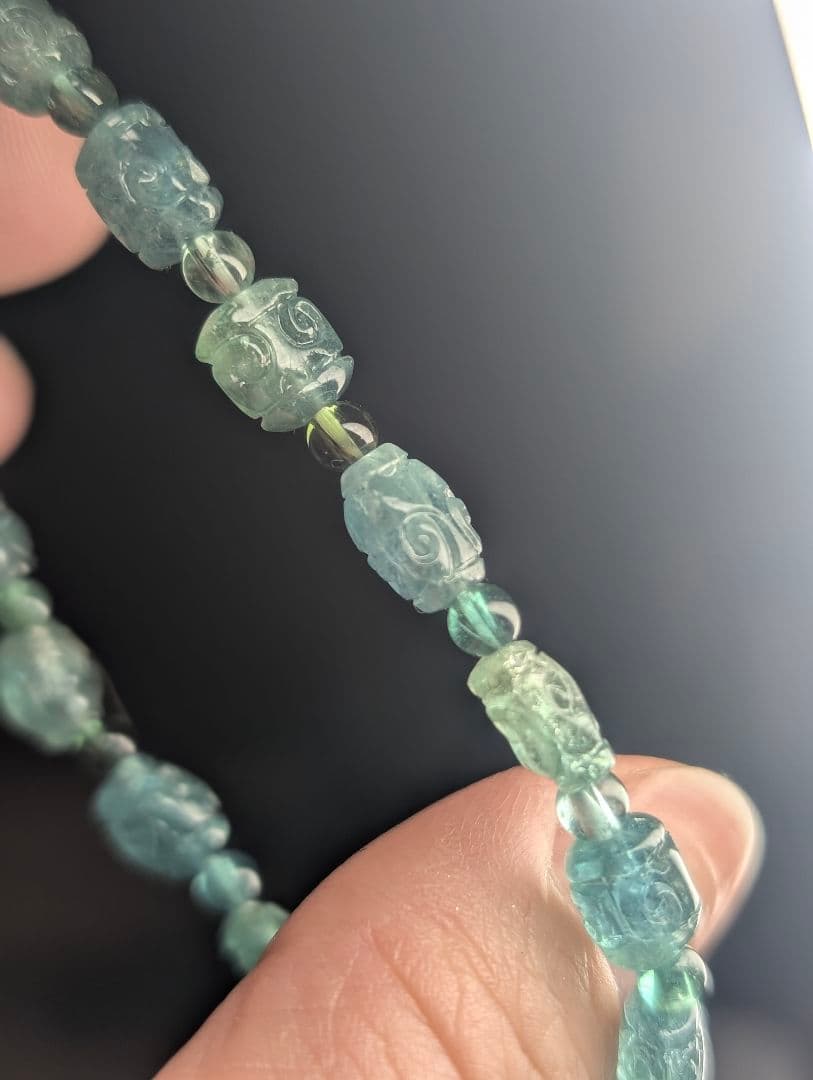 希少高品質美麗回紋珠ブルートルマリンブレス6ミリ