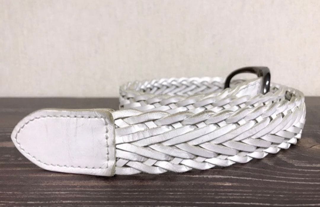 【希少レア】 AKM　 レザーベルト　ホワイト　メッシュ　編込　 エイケイエム