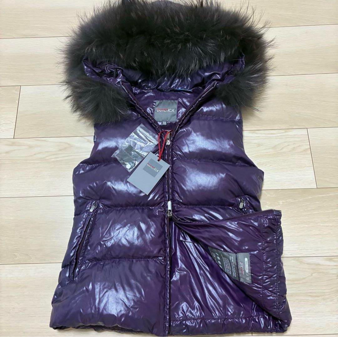 激レア✨高級ダウン デュベティカ 希少 紫 極上 ラクーンファー ベスト38