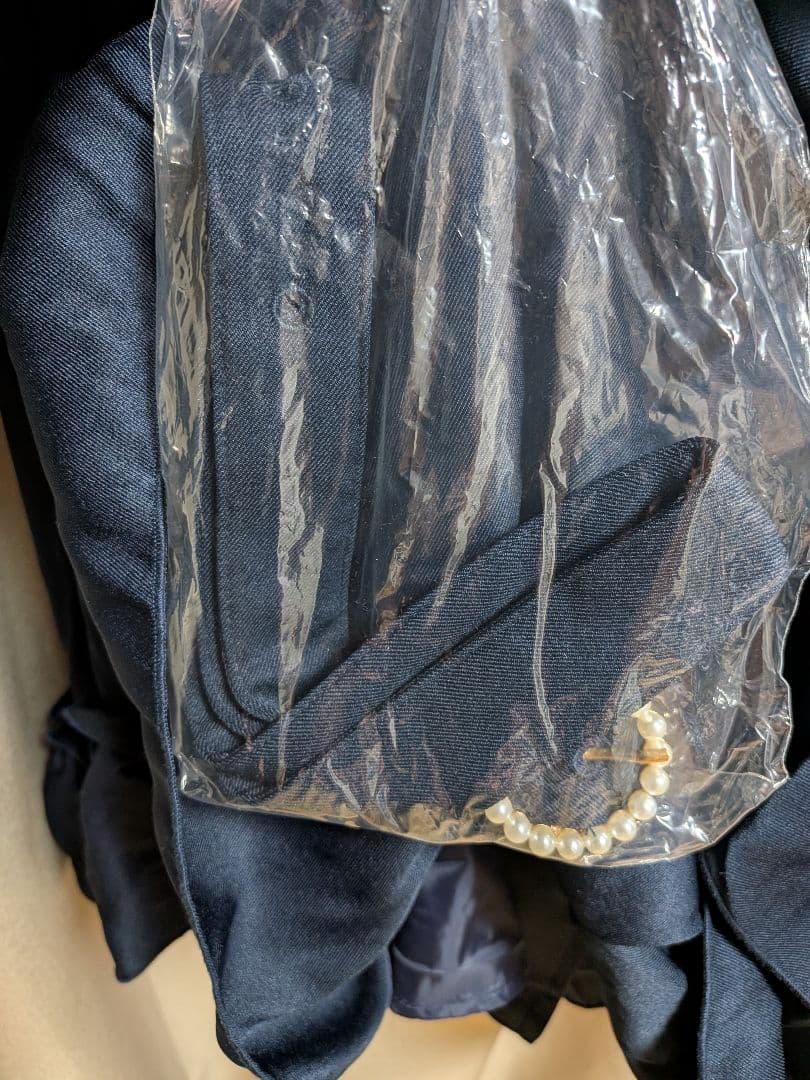 Amavel バッスルドレストレンチコート ネイビー