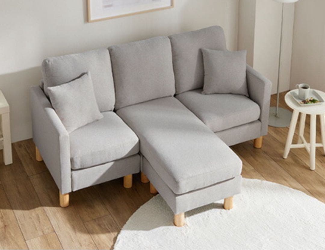 ソファ　ソファー　リビングソファ　L字ソファ　フロアソファ　ライトグレー