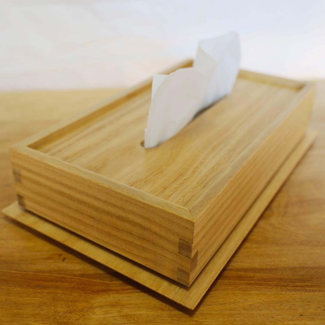 桐のティッシュケース　ナチュラル色