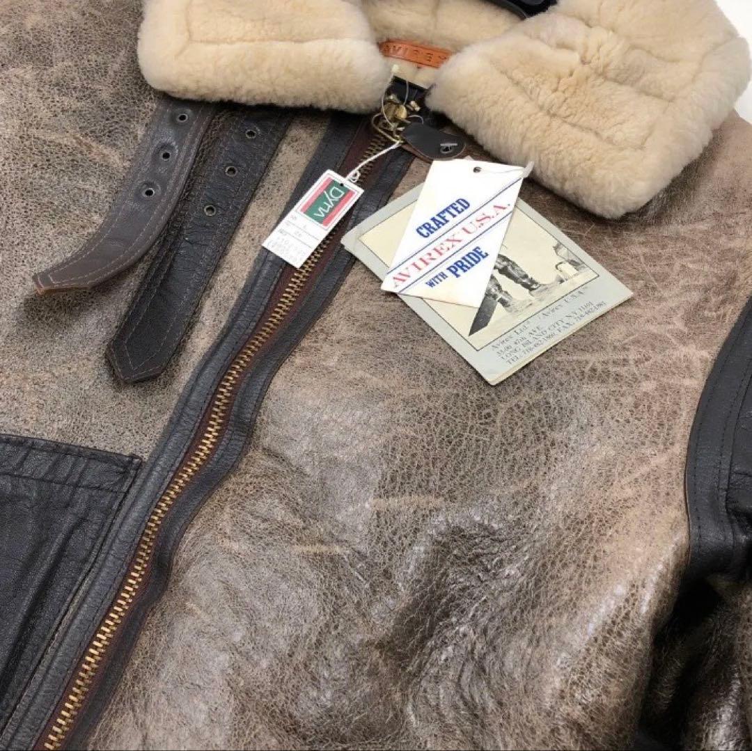 タグ有AVIREX USA ジャケット　98000円　ボア襟付きレザージャケット