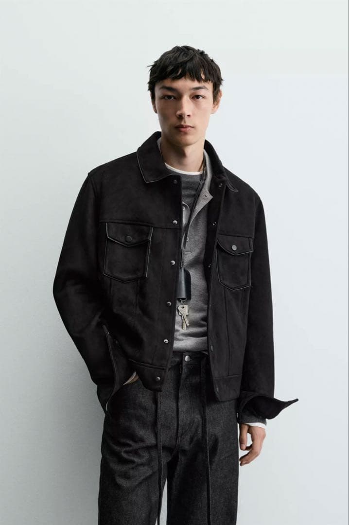 ZARA フェイクスエード レギュラーフィットジャケット M