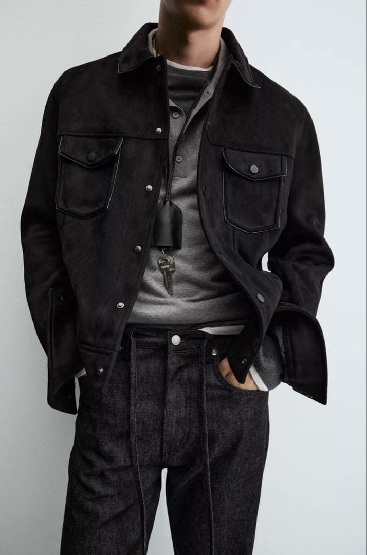 ZARA フェイクスエード レギュラーフィットジャケット M