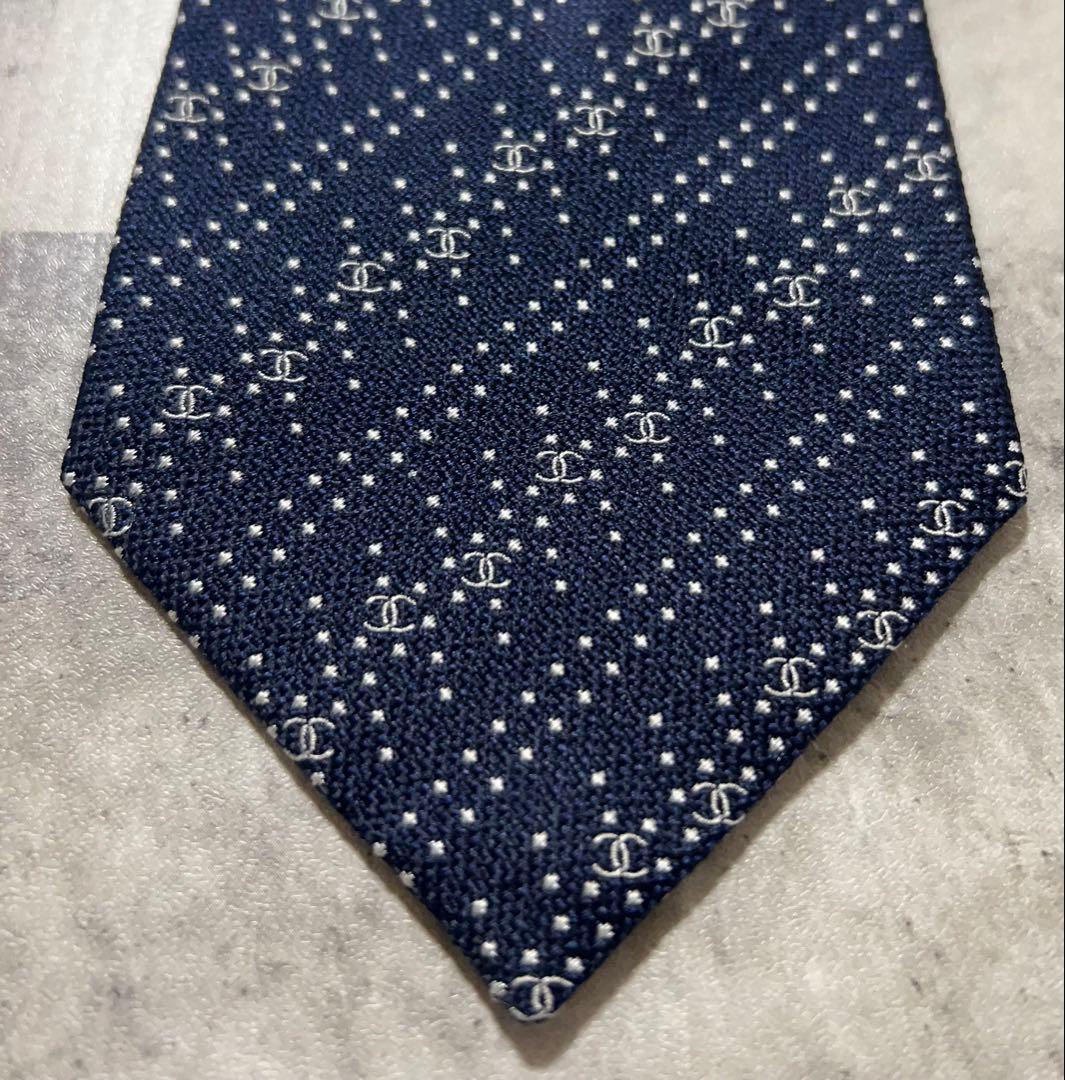 CHANEL ハイブランド ネクタイ ココマーク総柄 ジャガード