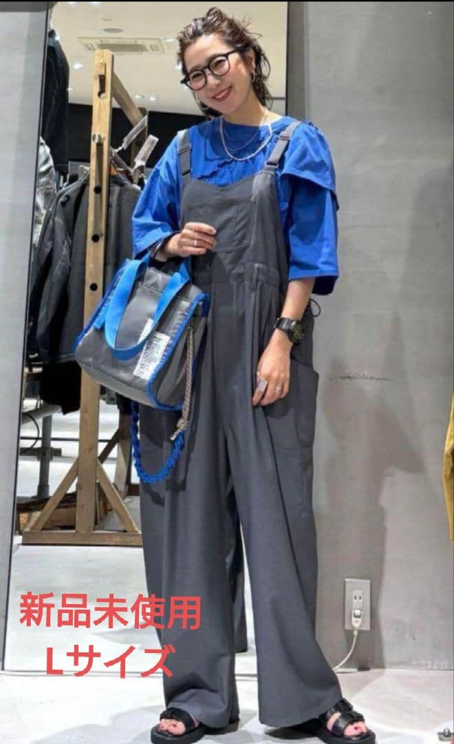 ニコアンド　misayo ラクテロサロペット　チャコール　Lサイズ