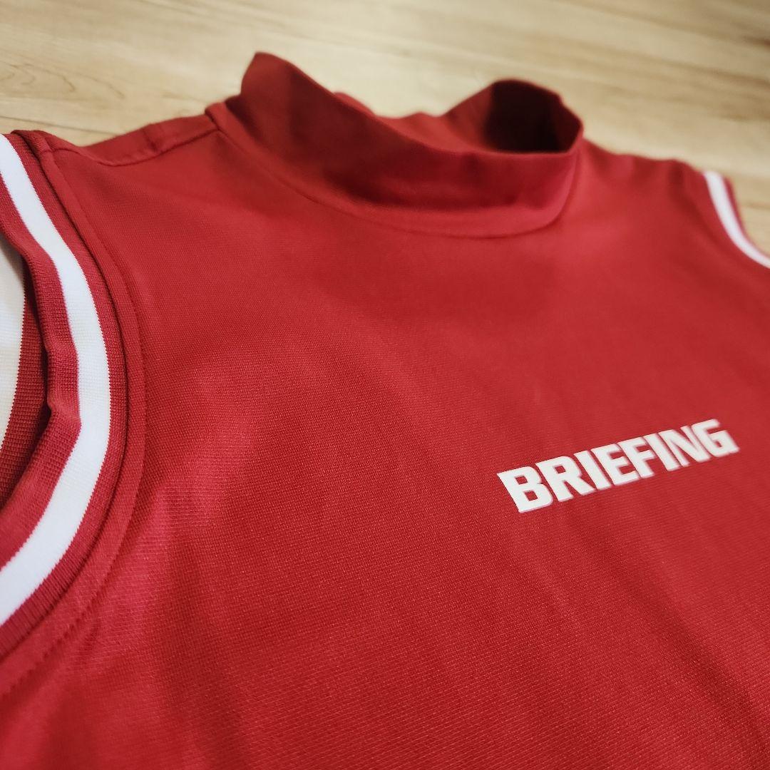美品✦BRIEFING ✦ノースリーブモックネックシャツ ✦レッド✦M