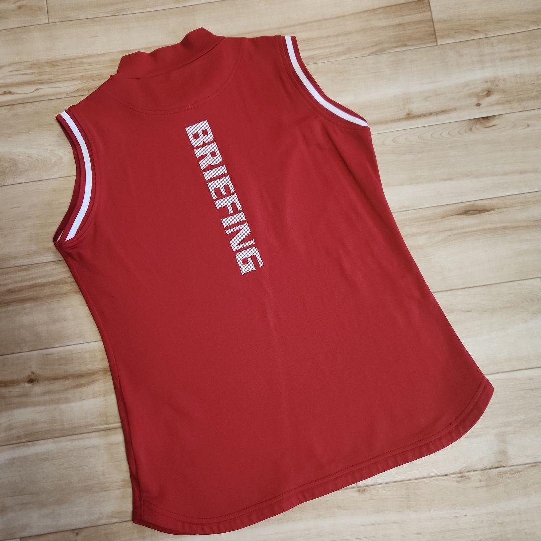 美品✦BRIEFING ✦ノースリーブモックネックシャツ ✦レッド✦M