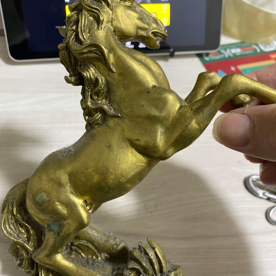 ブロンズ製馬の彫刻 ゴールド 約15cm