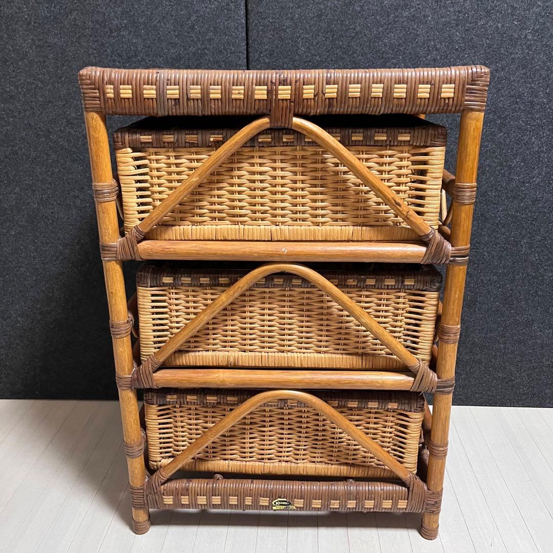 kazama ラタン　籐　ラタンラック　収納ラック　引き出し　3段　インドネシア