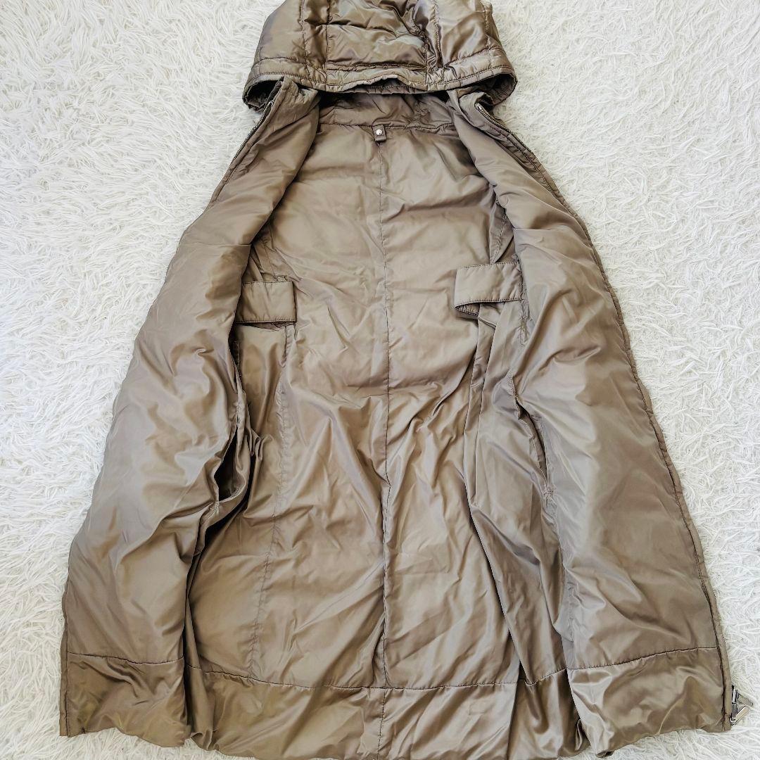 極美品　エスマックスマーラ　ロングダウンベスト38　リバーシブル　グレージュ