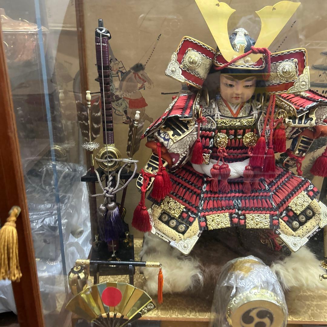 五月人形　大将飾り　亀甲　兜　刀　初陣　オルゴール付き