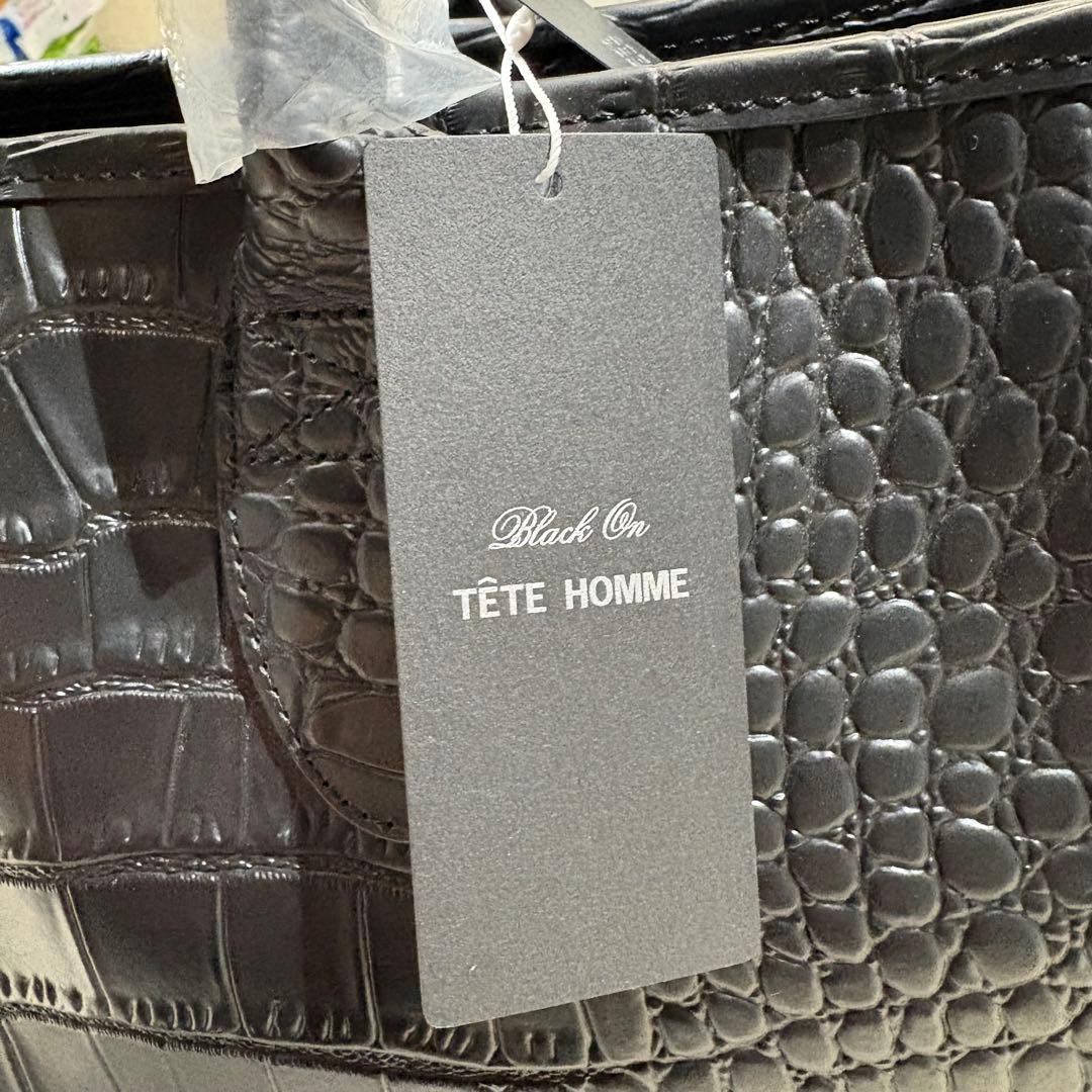 【新品未使用】テットオム/クロコダイル型押しカウレザートートバッグ/牛革/A4可