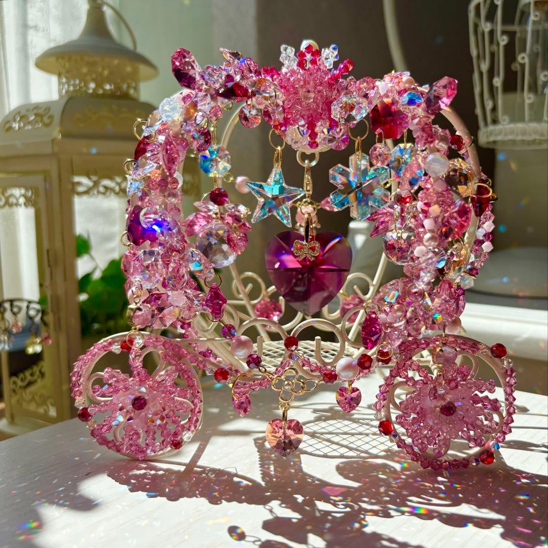 ボルドー40㎜ハート✩.*˚SWAROVSKI置き型サンキャッチャー