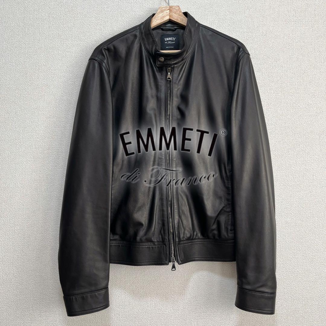 【試着のみ】EMMETI JURI ナッパチェラータ レザージャケット 52