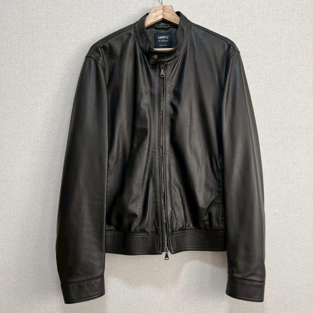 【試着のみ】EMMETI JURI ナッパチェラータ レザージャケット 52