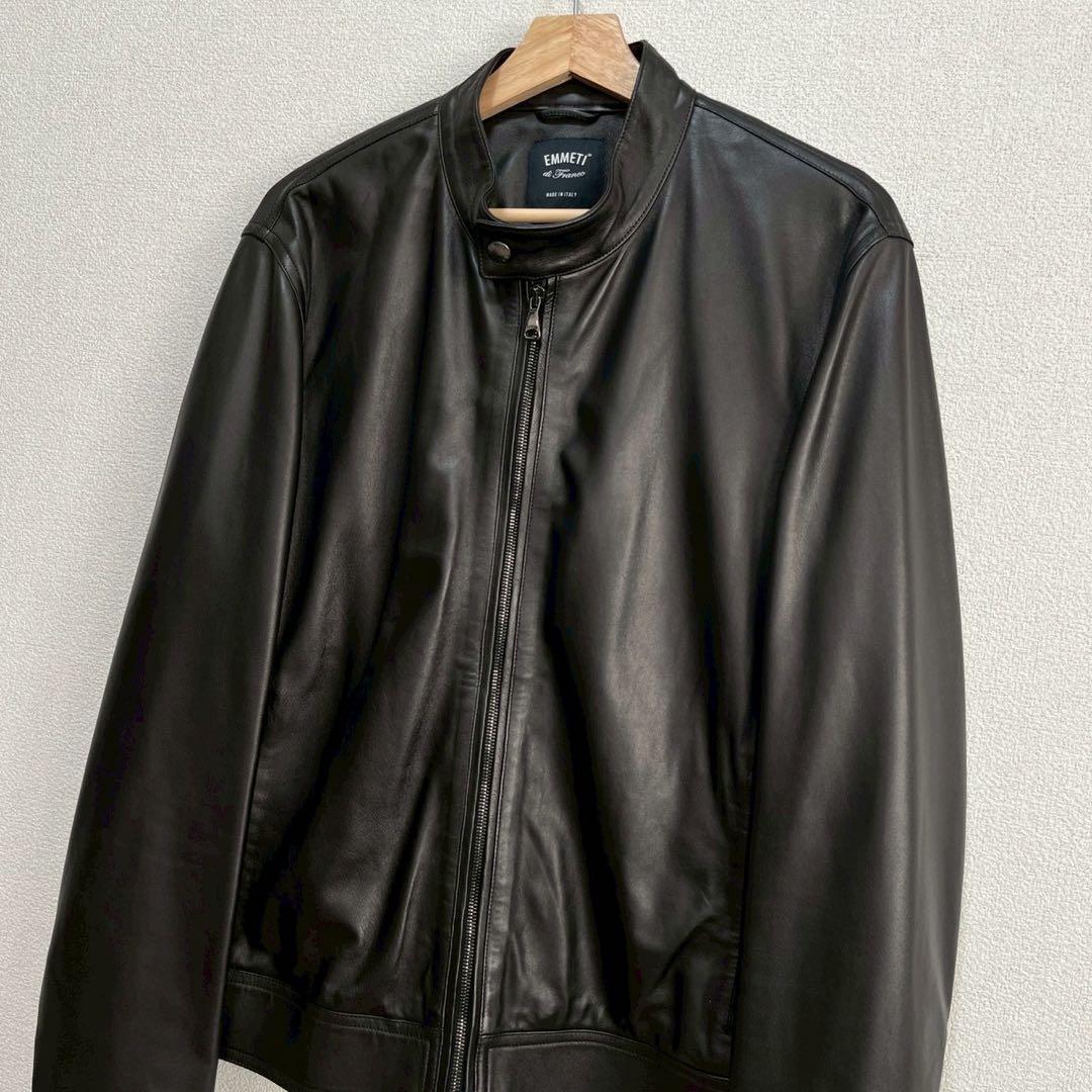 【試着のみ】EMMETI JURI ナッパチェラータ レザージャケット 52