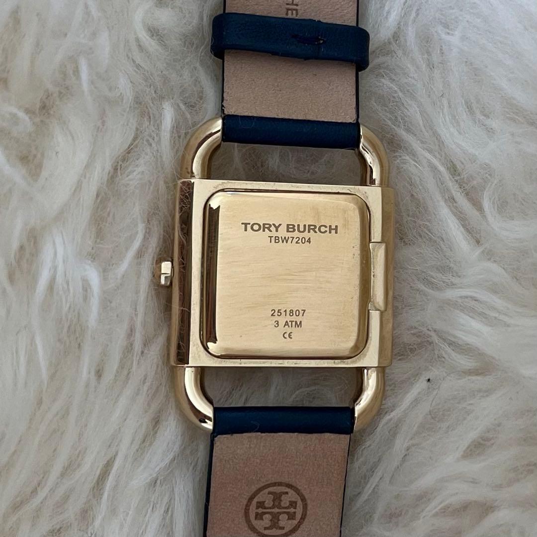 美品 TORYBURCH 腕時計 ブルーレザーストラップ TORYBURCH時計