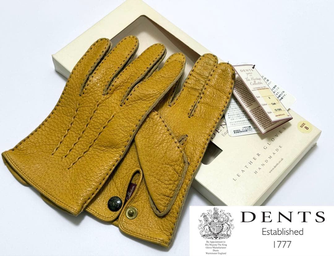 DENTS ペッカリー　レザー　グローブ　８　手袋　裏地無し　デンツ　イギリス製