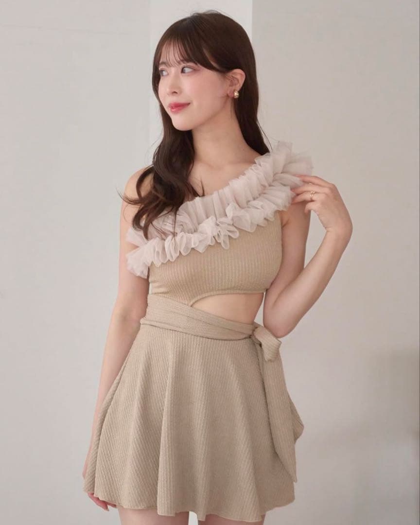 mellowneon チュールワンショルダー水着 スイムウェア