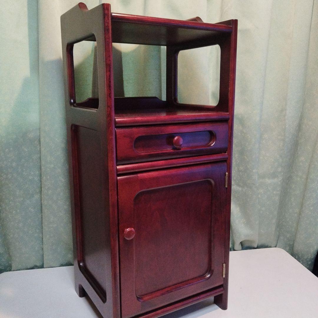 オールドカリモク　電話台　花台　　小物入れ　引き出し付　高級家具
