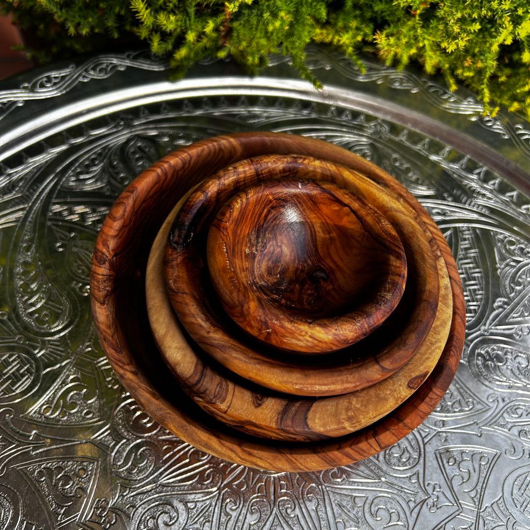 オリーブの木　入れ子になるボウル　4点セット