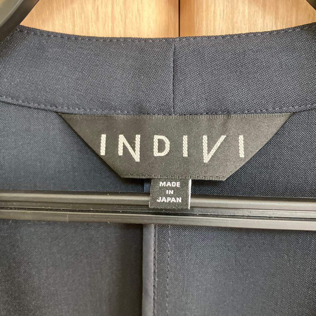 INDIVI 洗える 夏 スーツ 3点セット 38 ネイビー