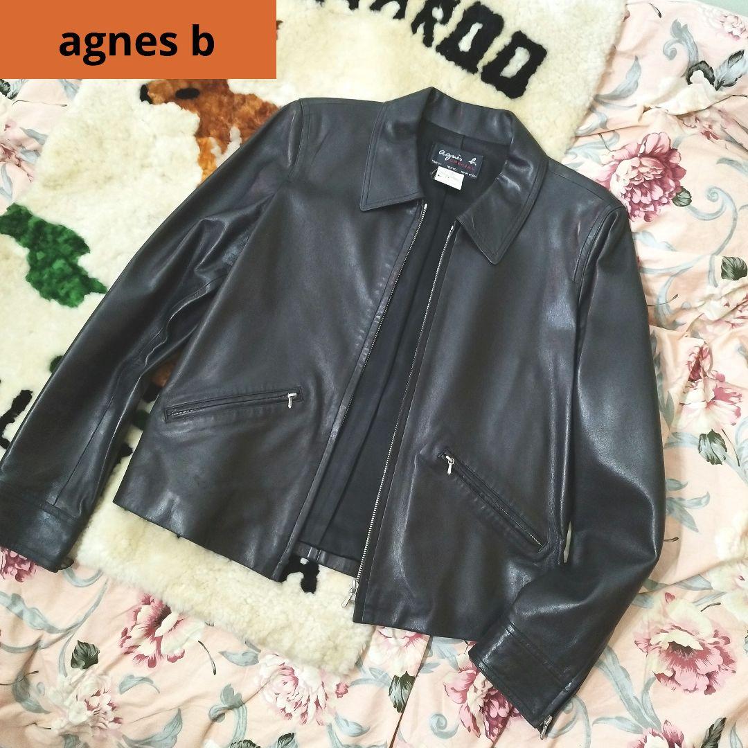 mizu様売約済みagnes b ブラック　レザージャケット ブルゾンライダース