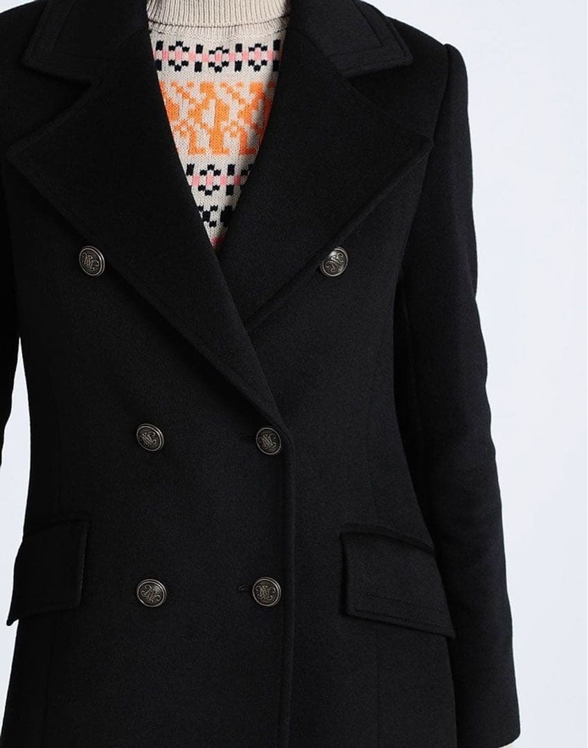 新品未使用Max &CO黒 ウール ダブルブレスト チェスターロングコート