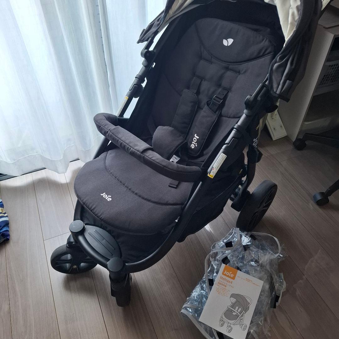 Joie リトラックス4 ベビーカー グリーン レインカバー付