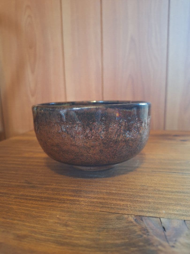 天目茶碗　赤茶　 抹茶碗　茶道具　お碗　飴釉　陶器　器　茶器　茶道　作家不明