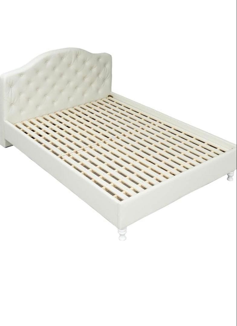 美品⭐︎白ホワイト セミダブル！ベッドフレーム ハイバック姫家具⭐︎引き取り希望