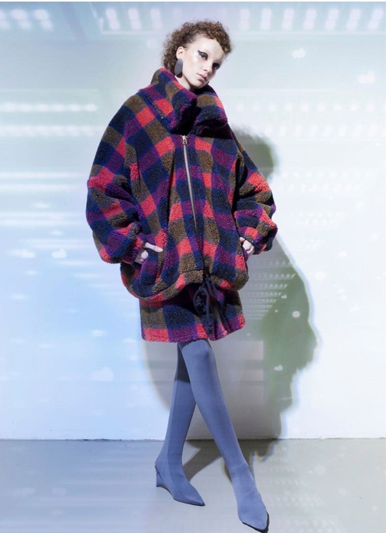 FRANZIUS NO HOOD ジャケット 青系チェック