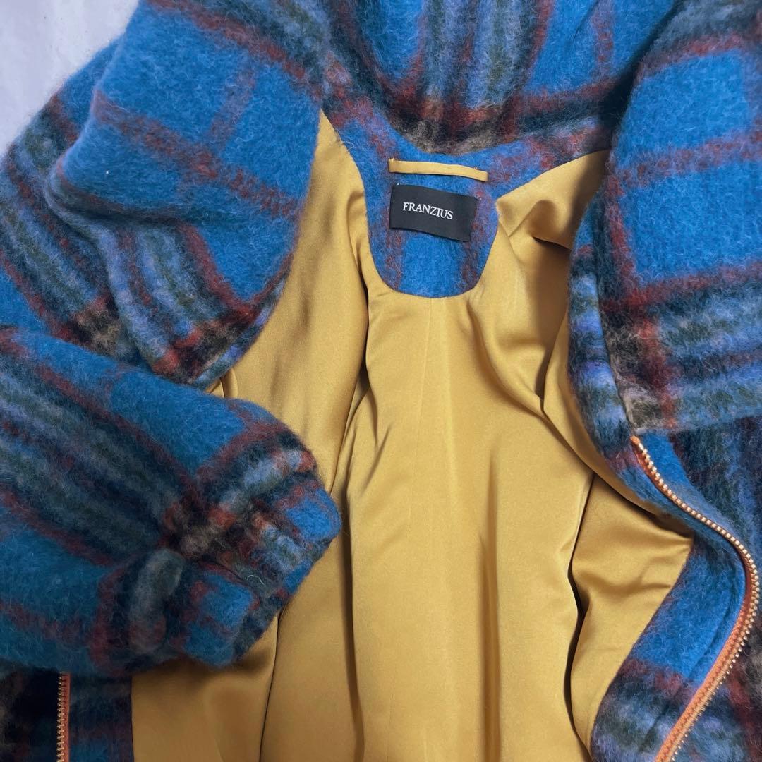 FRANZIUS NO HOOD ジャケット 青系チェック