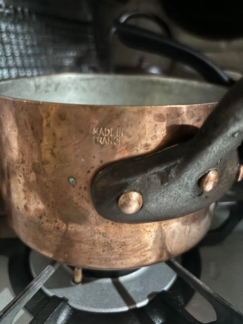 フランス製 銅製 片手鍋 鉄製ハンドル 14cm ムヴィエール　打ち出し