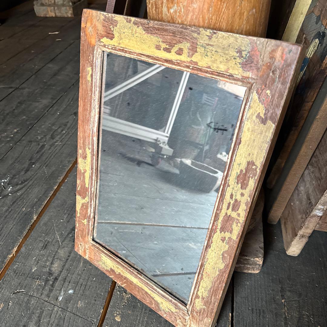 インド木製枠壁掛けミラー