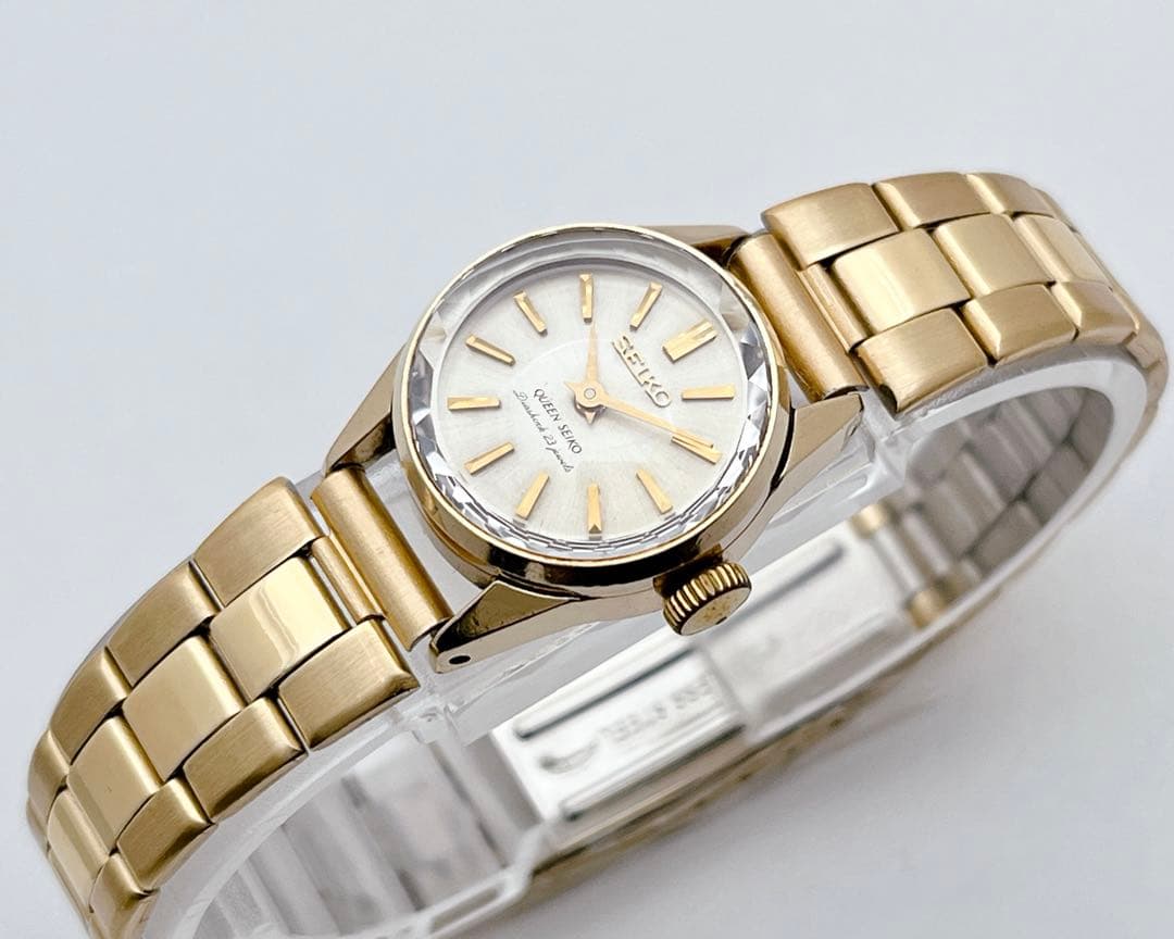 SEIKO クイーンセイコー 手巻き 王冠メダリオン カットガラス ゴールド