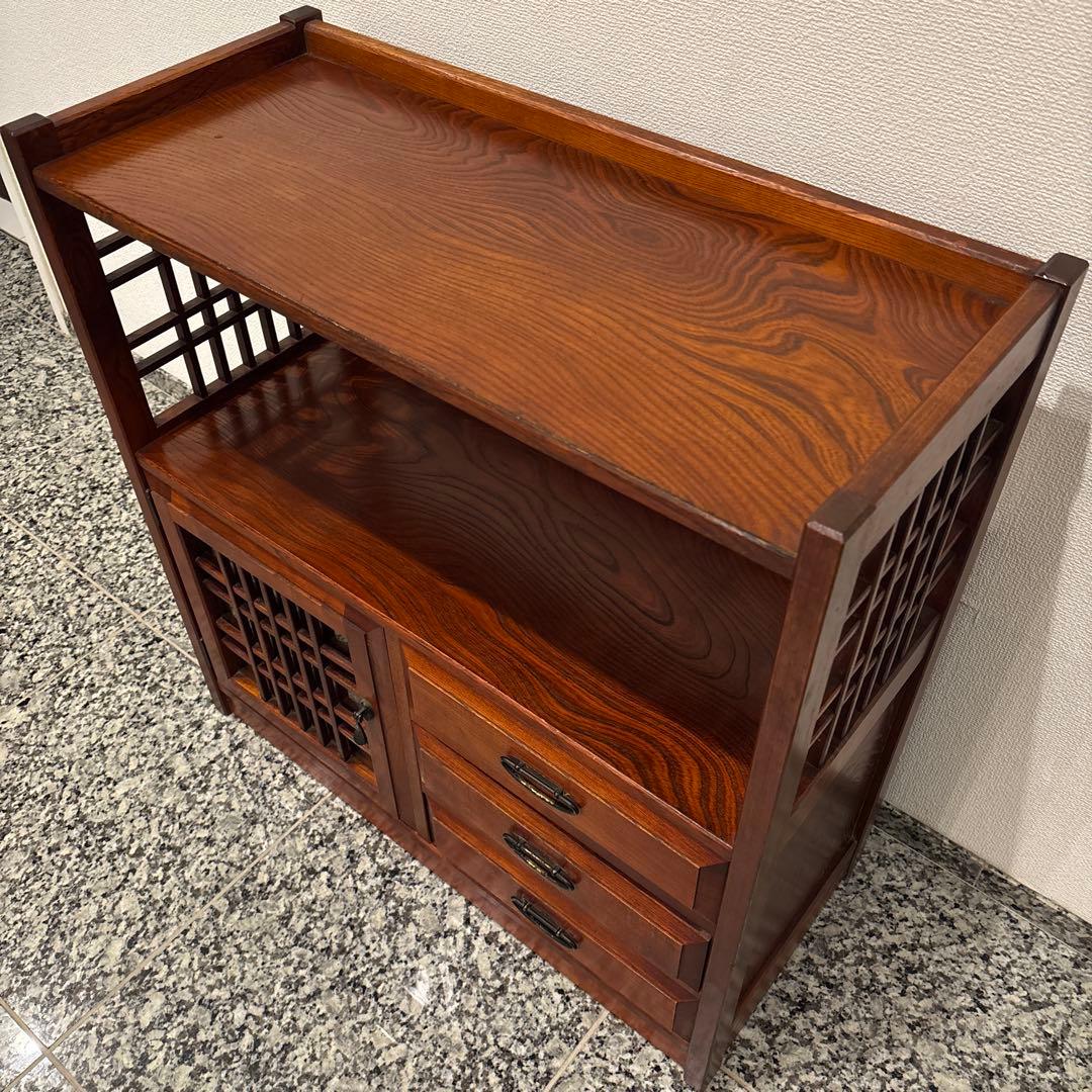 カリモク　チェスト　茶箪笥　飾り棚