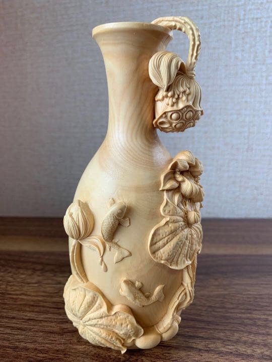 木彫　花瓶　ツゲ