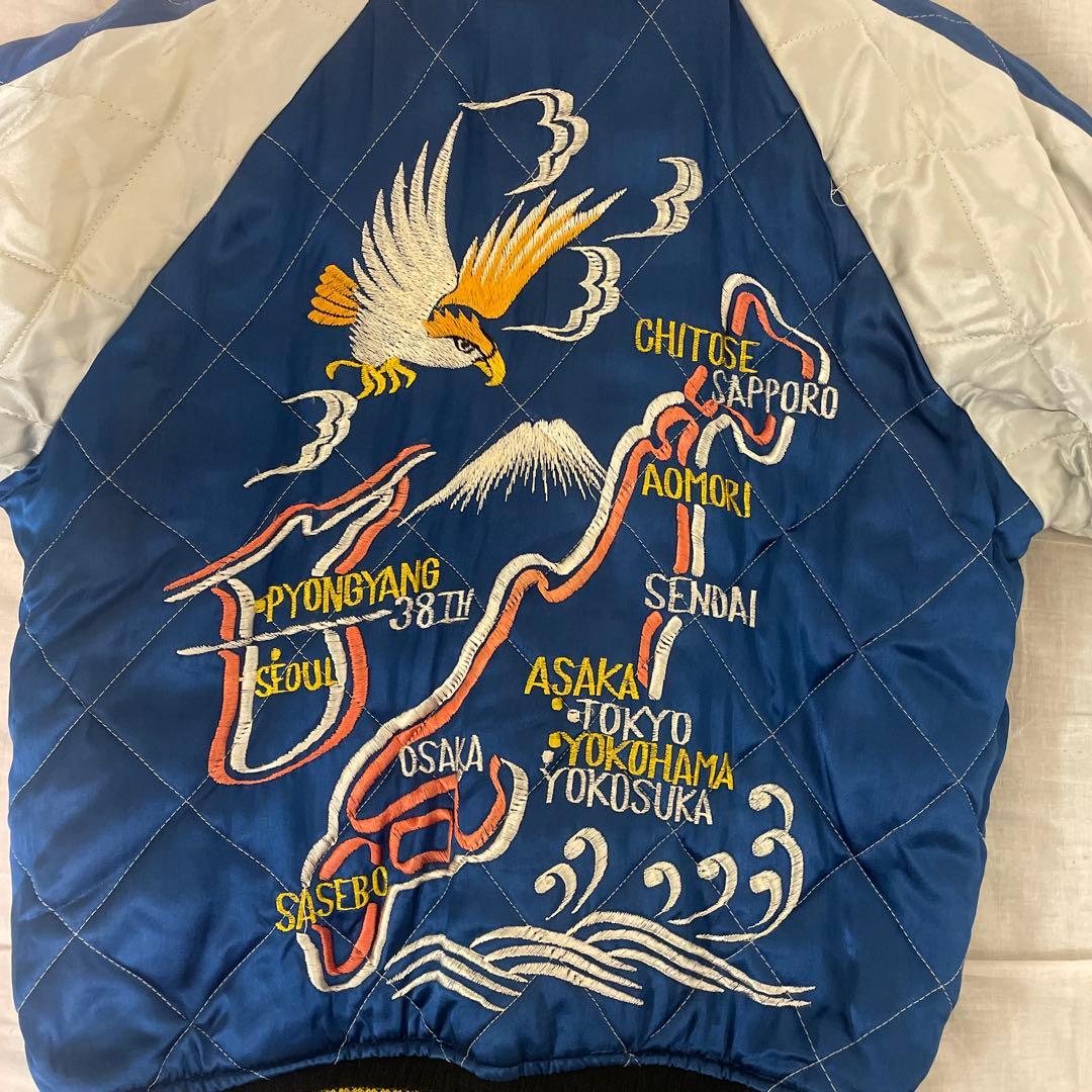 50′s スカジャン　中綿あり　鷹　ジャパンマップ　38度線　M デッドストック